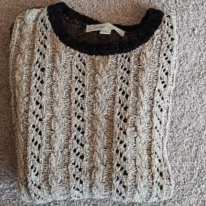Vintage Curio cream and brown knit sweater